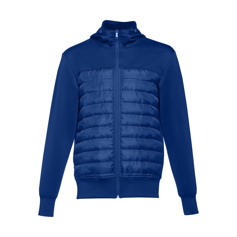 THC SKOPJE. Herenjack met capuchon van 300T tafzijde - met logo of onbedrukt bestellen - Royal Blauw
