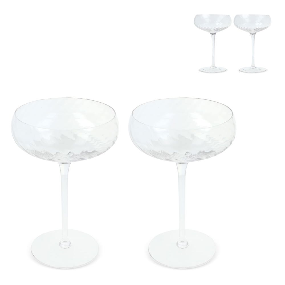 Byon Opacity set van 2 champagneglazen met stijlvol glas patroon 300ml - voor bedrijven en relatiegeschenken