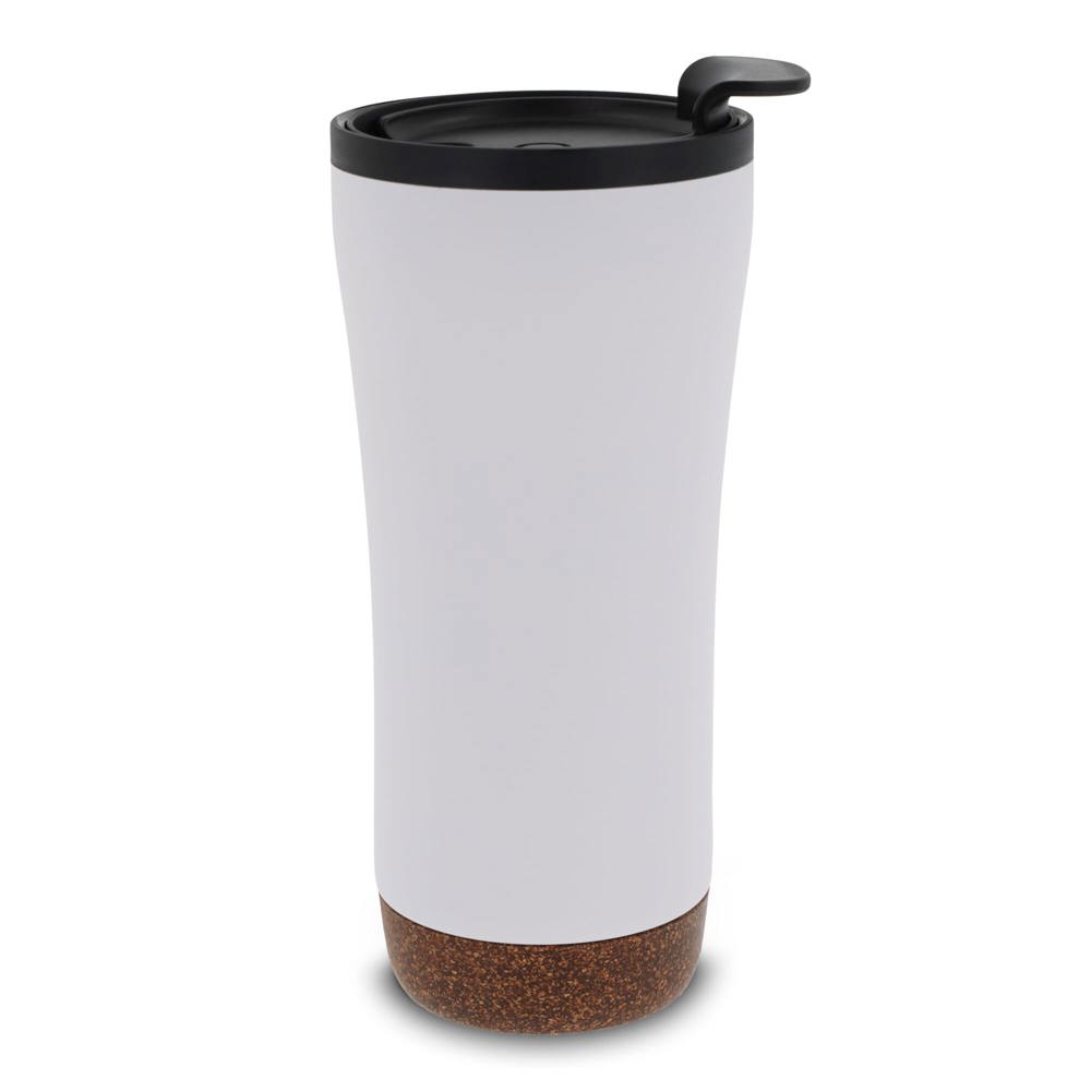 Dubbelwandige thermobeker met kurk onderzijde 480ml - kopen of bedrukken - Wit
