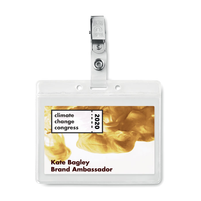 CLIPBADGE - Badge holder PVC - bedrukt of onbedrukt verkrijgbaar