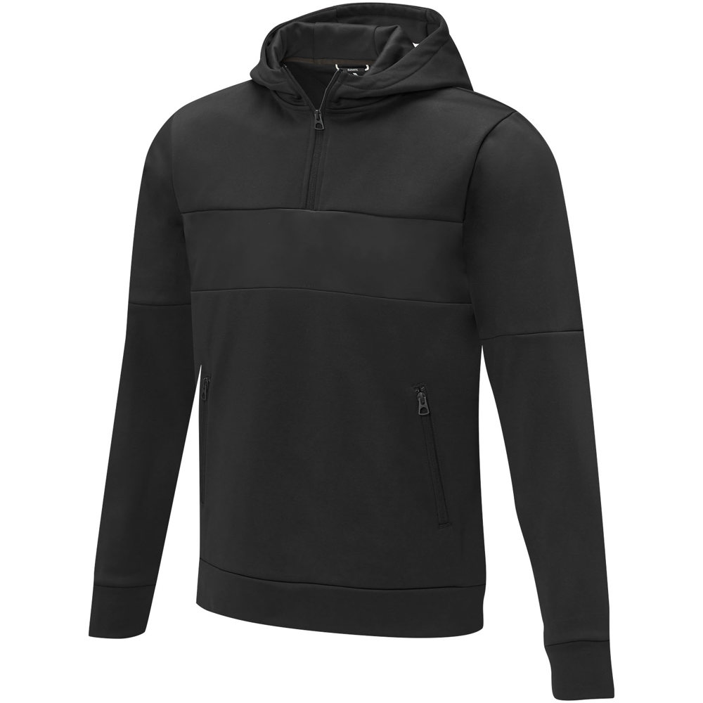 Sayan anorak heren sweater met halve rits en capuchon - voor bedrijven en relatiegeschenken - Zwart