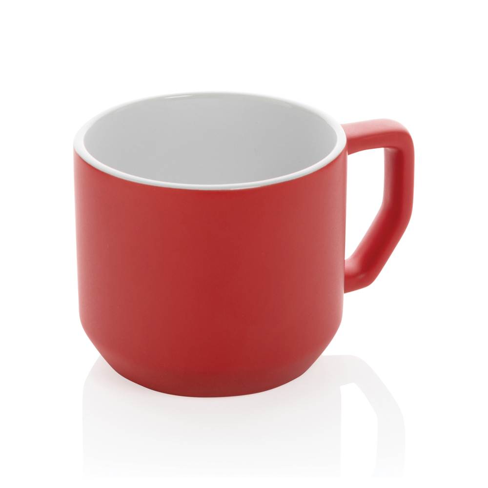 Keramische moderne mok 350 ml - bedrukt of onbedrukt verkrijgbaar - rood (± PMS 19-1662TCX)