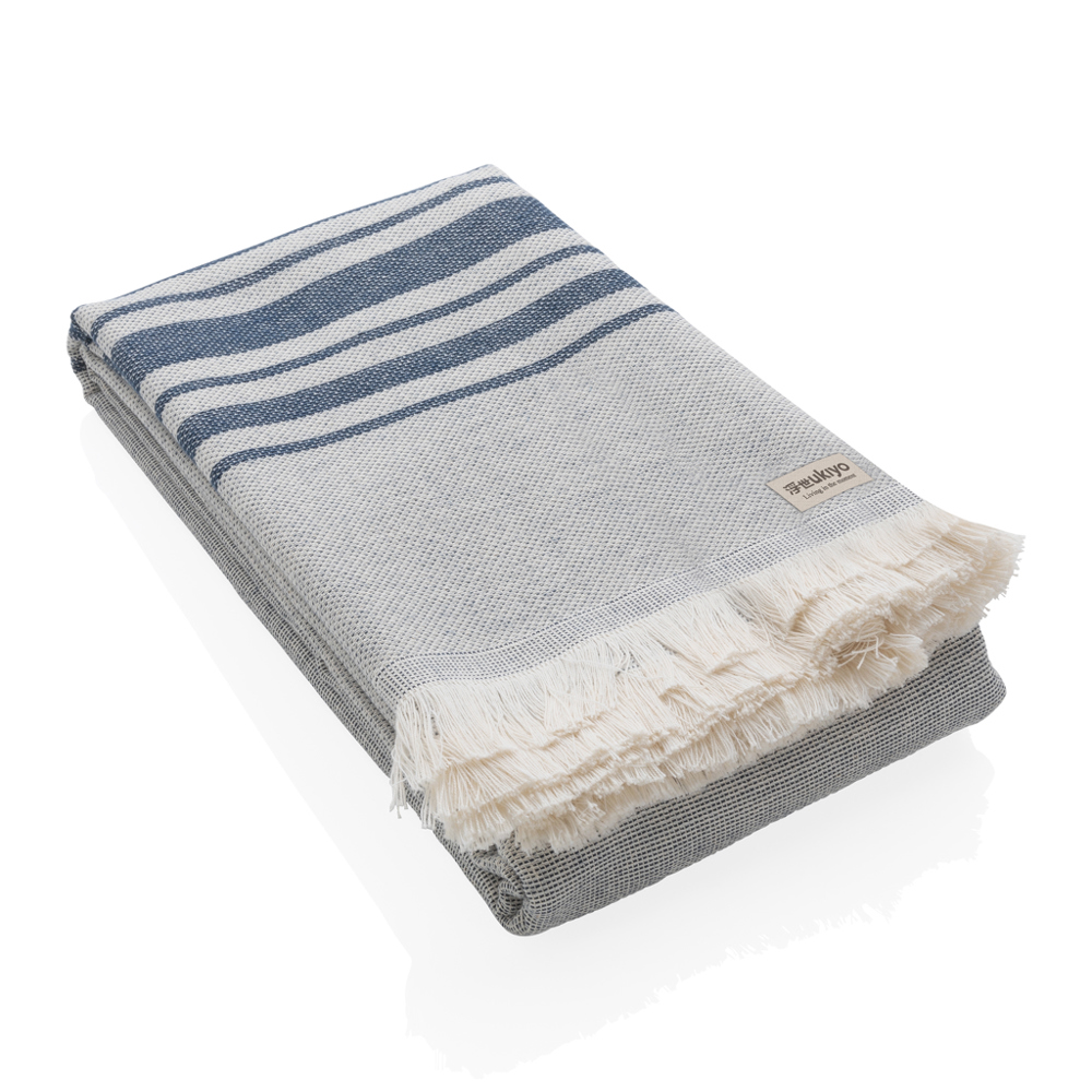 Ukiyo Yumiko AWARE™ Hamam Handdoek 100x180cm - voor bedrijven en relatiegeschenken - donkerblauw (± PMS 539)