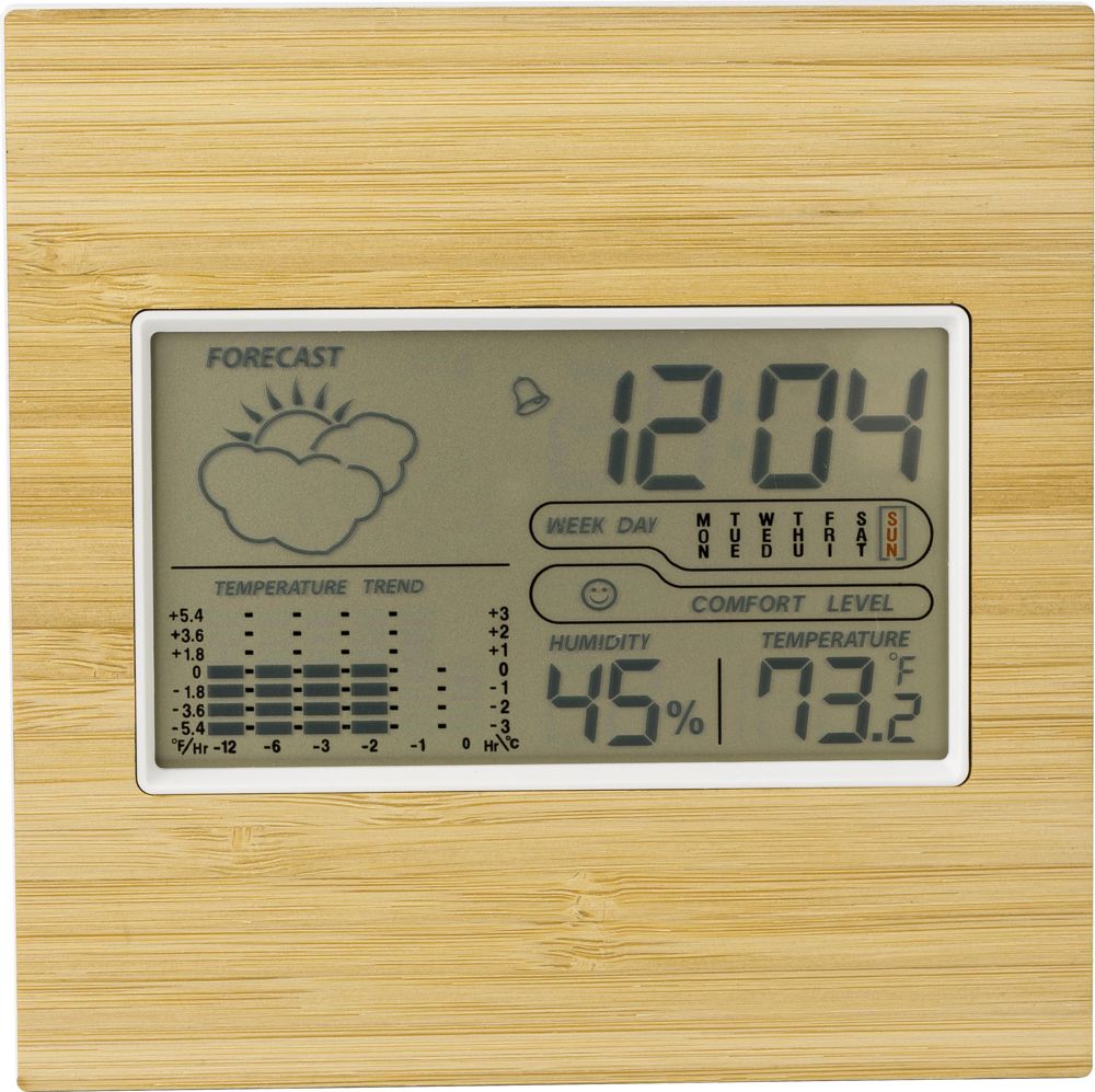 Bamboe weerstation Lia - met logo of onbedrukt bestellen - bamboe