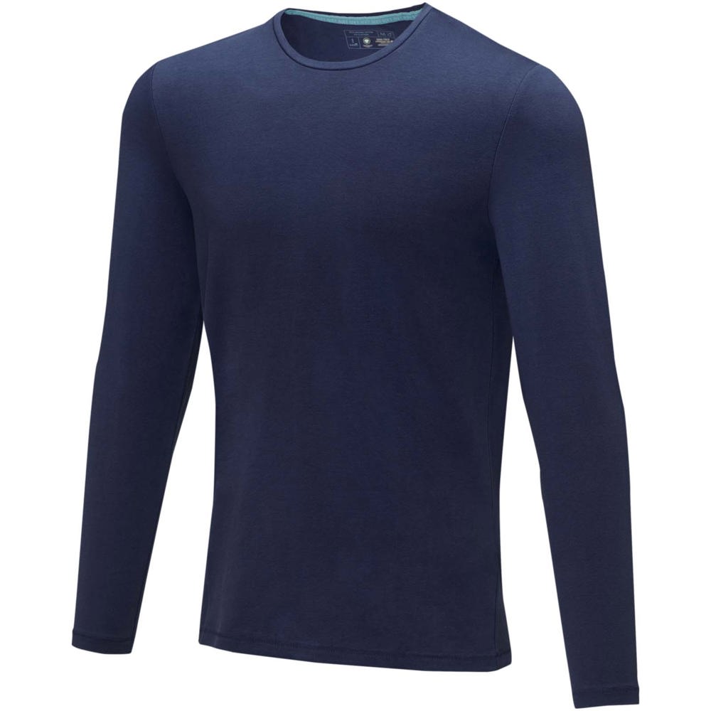 Ponoka biologisch heren t-shirt met lange mouwen - kopen of bedrukken - Marineblauw