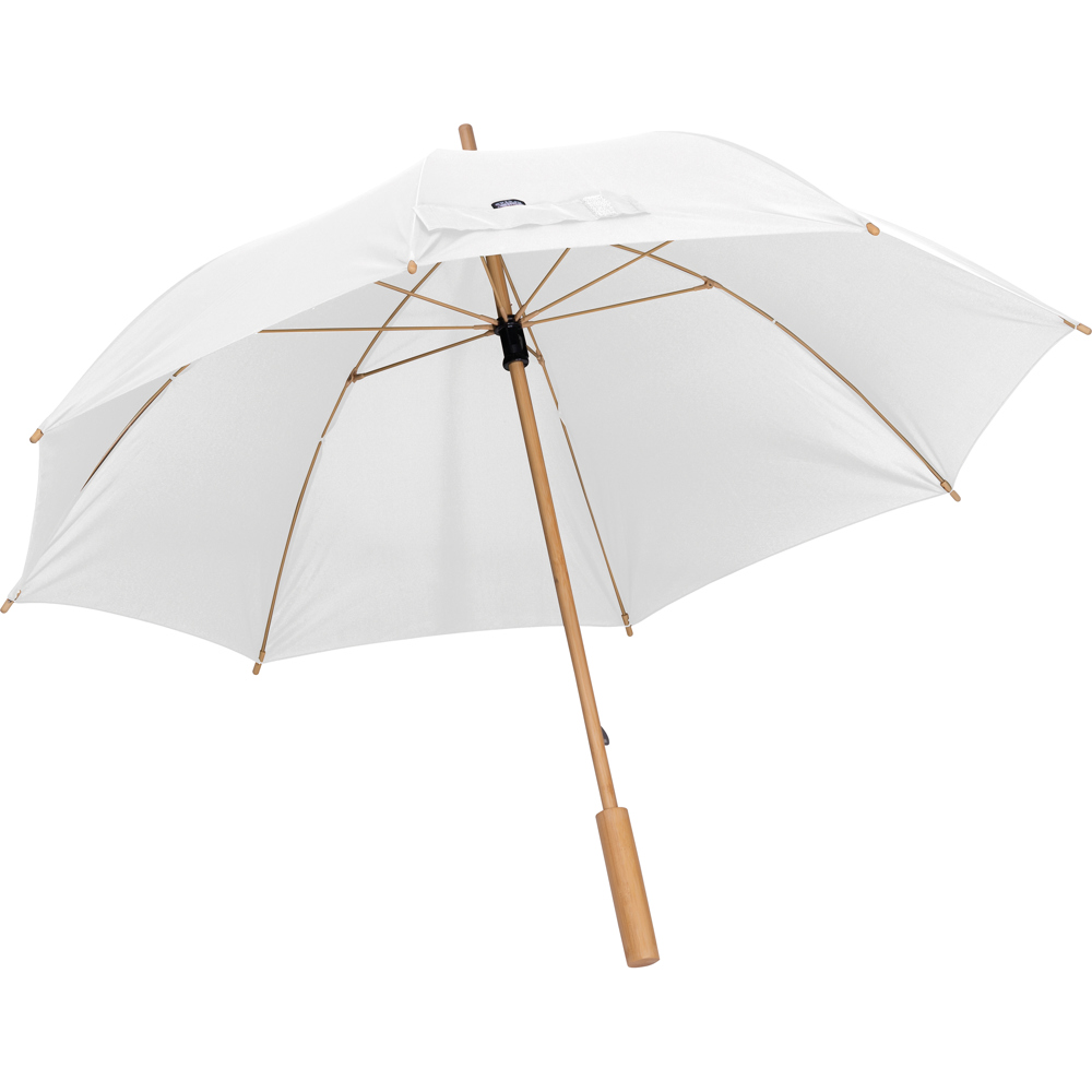 RPET paraplu met bamboe frame - Wit