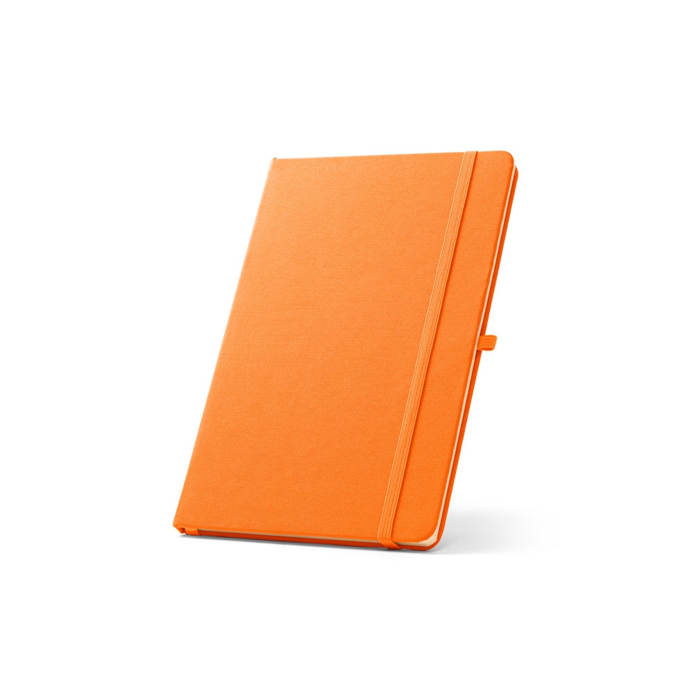 ANNE. A5 notitieblok in gerecycled polyester (100% rPET) met gelinieerde pagina's - kopen of bedrukken - Oranje