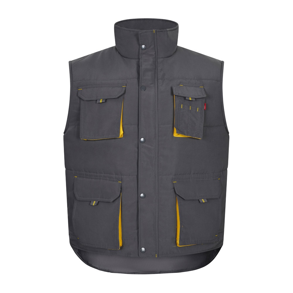 VL NERGAL. Gewatteerd vest, tweekleurig, met meerdere zakken (120g/m²), van polyester (100%) - kopen of - Grijs, Geel