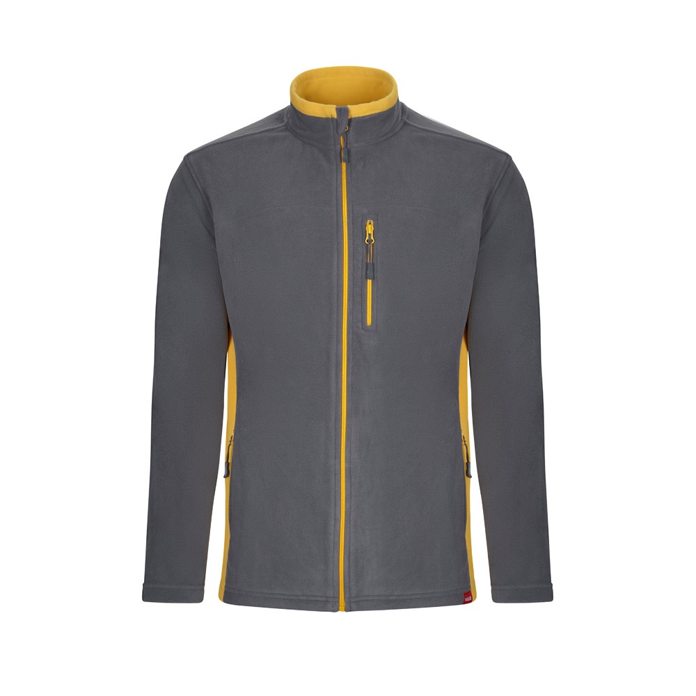 VL GERAS. Tweekleurig fleecejack (220g/m²) van polyester (100%) - bedrukt of onbedrukt verkrijgbaar - Grijs, Geel