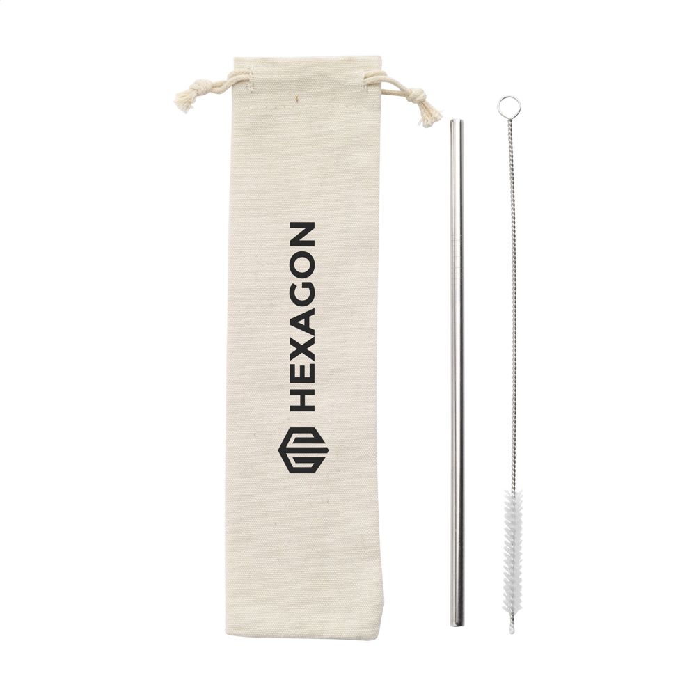 Reusable 1 piece ECO Straw Set RVS rietje - kopen of bedrukken