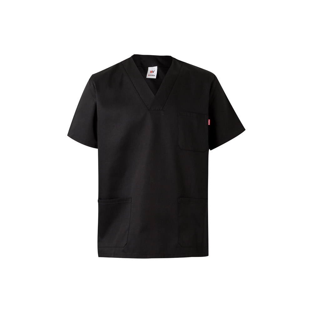 VL ILLAPA. Tuniek van keperstof (190g/m²) met korte mouwen, van polyester (65%) en katoen (35%) - bedrukt of - Zwart
