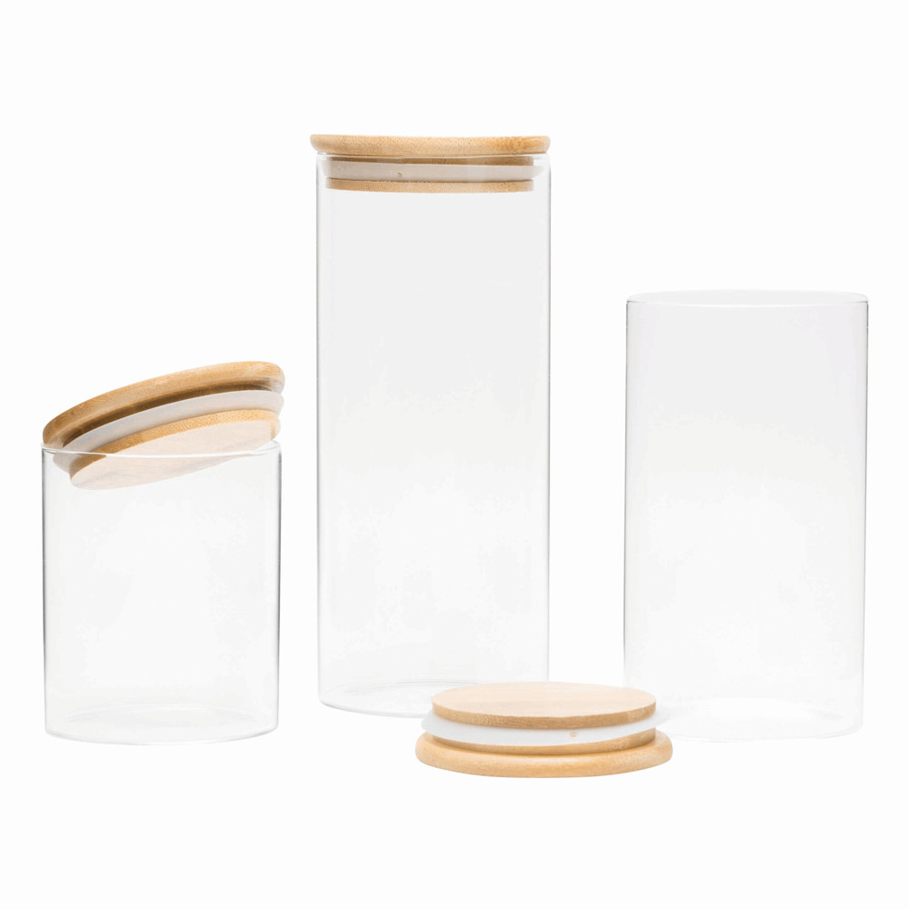 ECO STORAGE S - Glazen voorraadpot, kruiden enz., inhoud ca. 450 ml. - bedrukt of onbedrukt verkrijgbaar