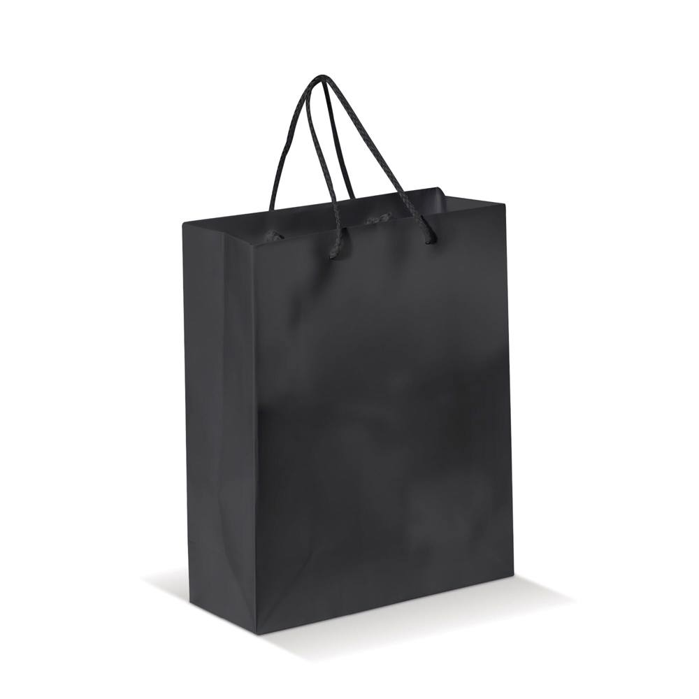 Draagtas papier middel 200g/m2 - voor bedrijven en relatiegeschenken - Zwart