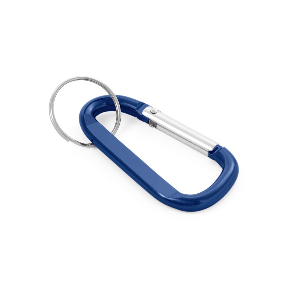 MATTHEW. Aluminium karabijnhaak met sleutelring - bedrukt of onbedrukt verkrijgbaar - Royal Blauw