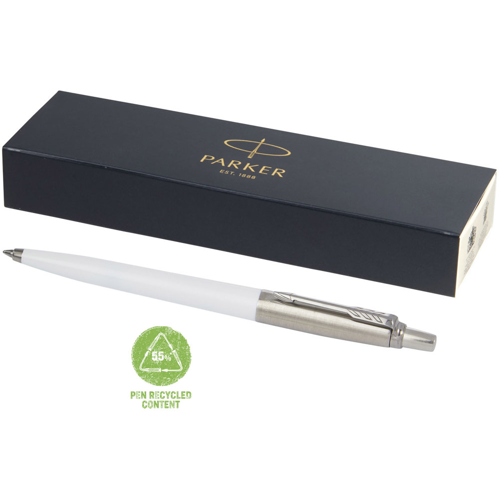 Parker Jotter gerecyclede balpen (blauwe inkt) - bedrukt of onbedrukt verkrijgbaar - wit