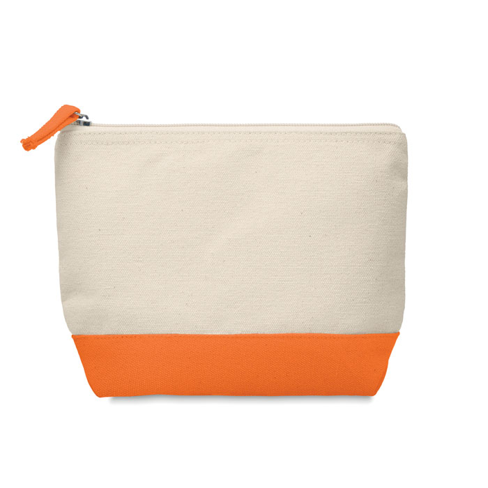 KLEUREN - 2-Kleurige katoenen toilettas - bedrukt of onbedrukt verkrijgbaar - Oranje
