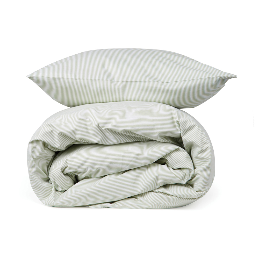 VINGA Montgomery premium katoenen beddengoed, 4-delige set - voor bedrijven en relatiegeschenken - groen, wit (± PMS Green/ ± PMS White)