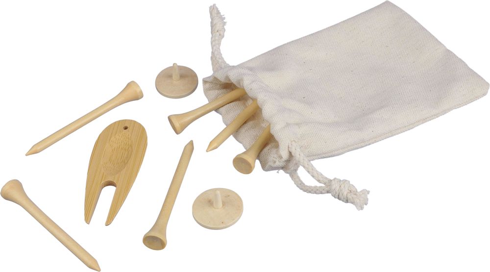 Houten golftees-set Nyssa - met logo of onbedrukt bestellen