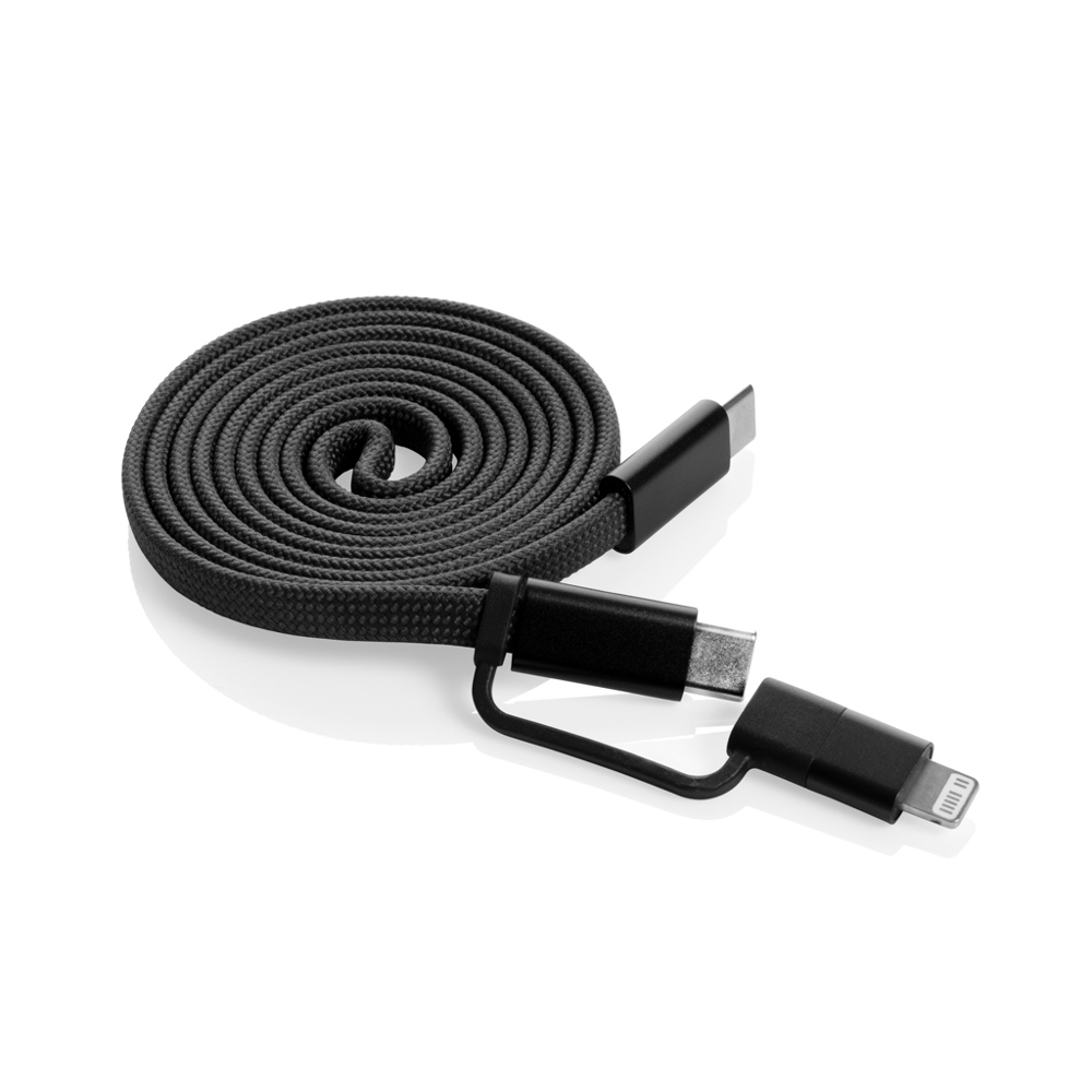 Arc Ultra-thin RCS recycled 60W 2 in 1 magnetische kabel - kopen of bedrukken - zwart (± PMS Black)