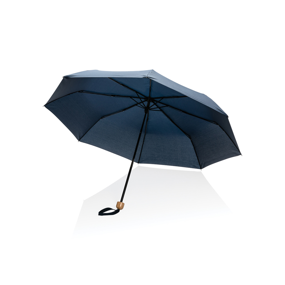 20.5" Impact AWARE™ RPET 190T pongee bamboe miniparaplu - bedrukt of onbedrukt verkrijgbaar - donkerblauw (± PMS 539)