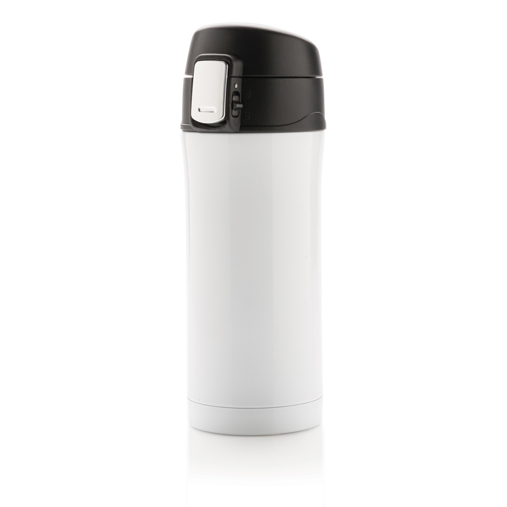 RCS gerecycled roestvrijstalen easy lock lekvrije vacuüm mok - met logo of onbedrukt bestellen - wit (± PMS White)