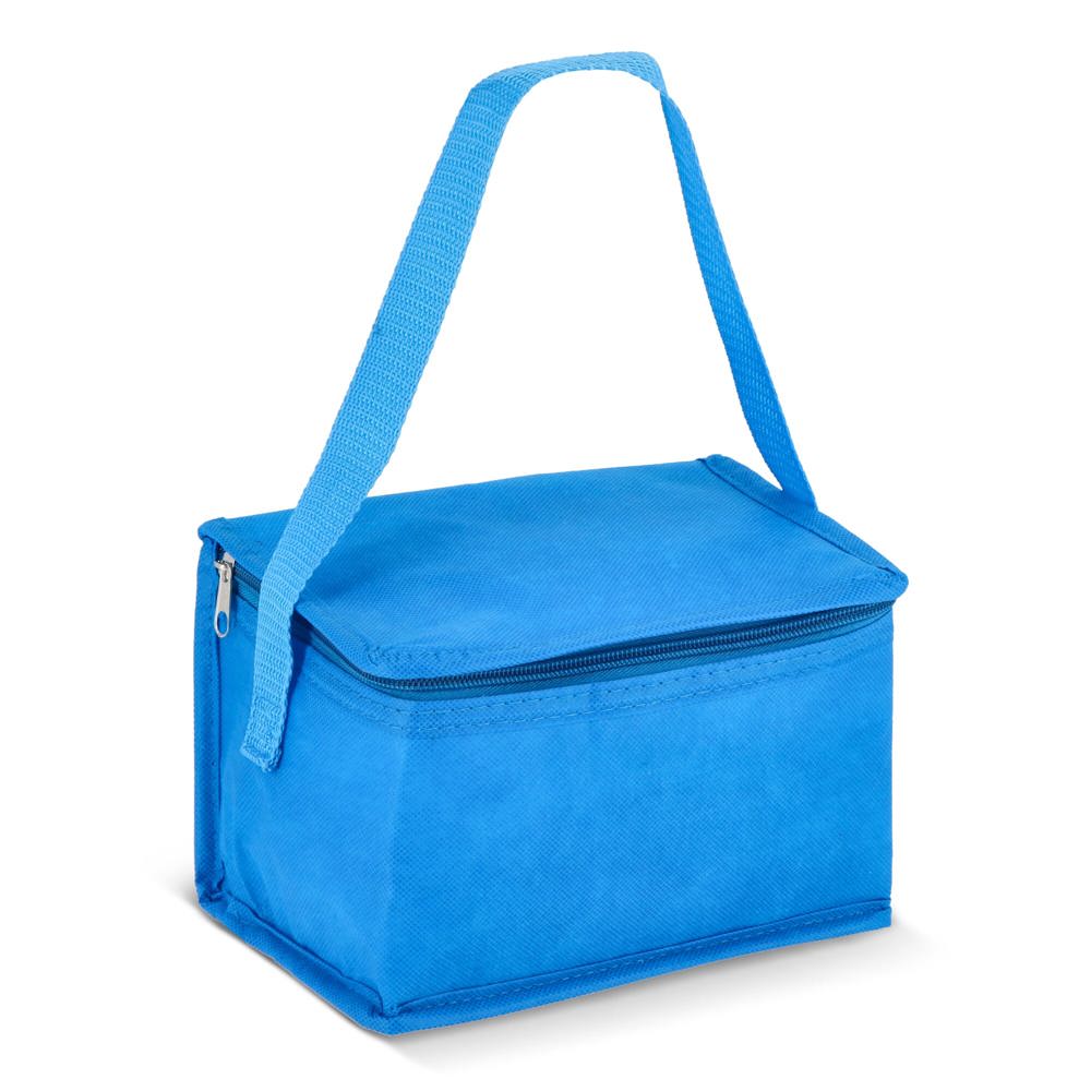 R-PET koeltas voor 6 blikjes, non-woven, 20 x 13 x 12,5 cm, 75 g/m² - voor bedrijven en relatiegeschenken - Lichtblauw