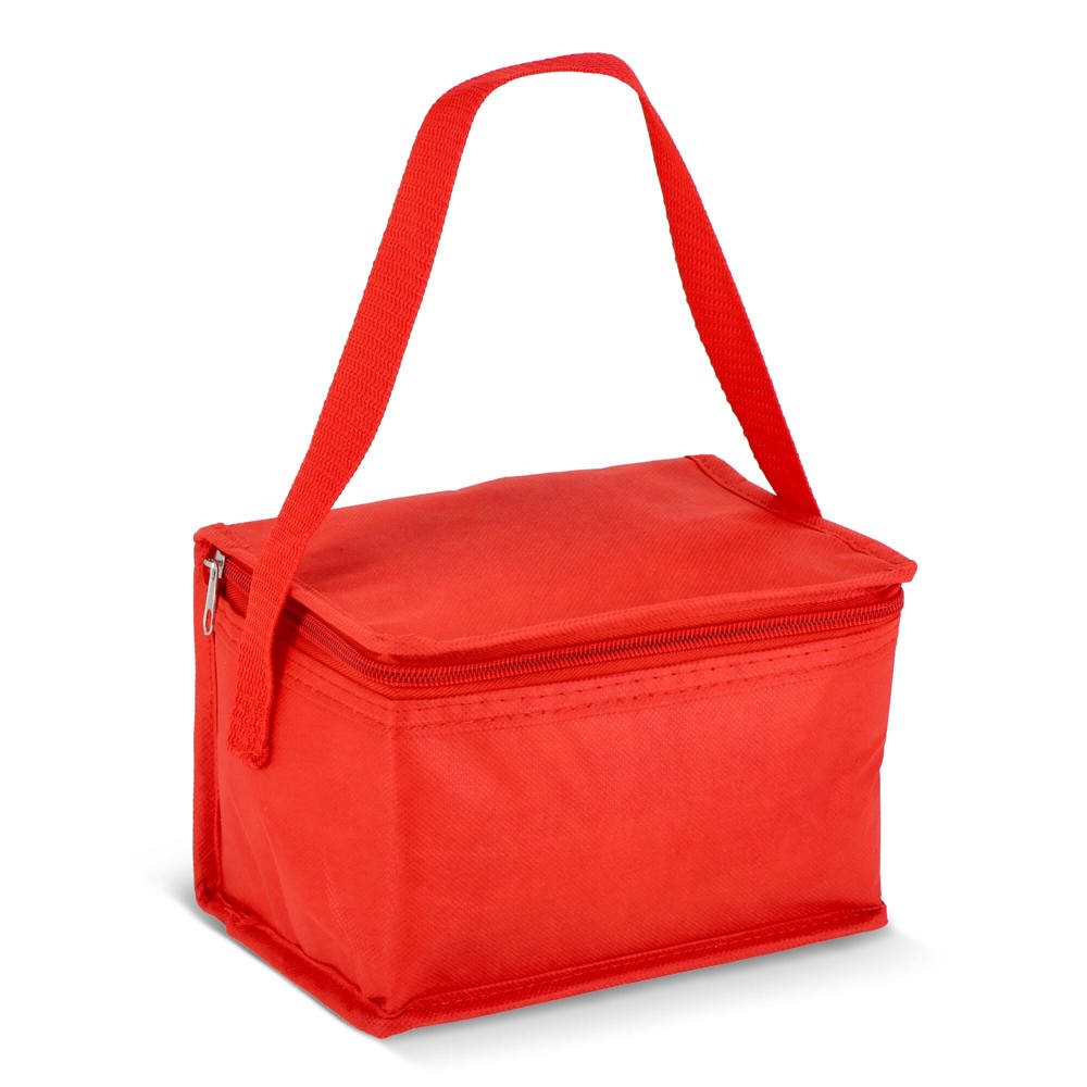 R-PET koeltas voor 6 blikjes, non-woven, 20 x 13 x 12,5 cm, 75 g/m² - voor bedrijven en relatiegeschenken - Rood