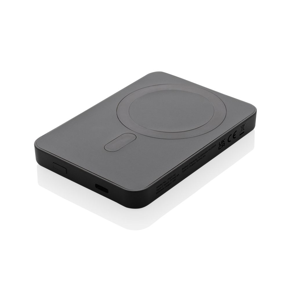 Magnetix RCS rplastic 5000 mah magnetische powerbank - bedrukt of onbedrukt verkrijgbaar - zwart (± PMS Black)