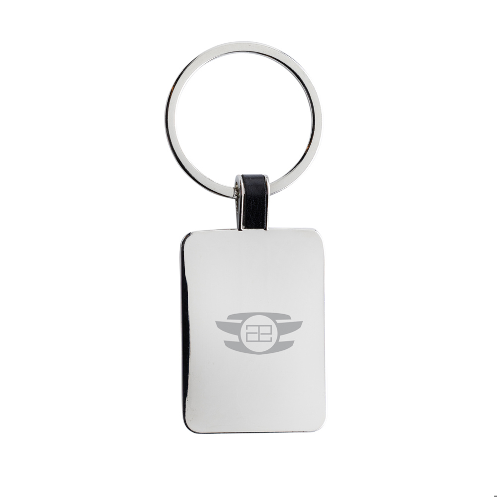 RCS rechthoekige sleutelhanger van gerecycled zinc alloy