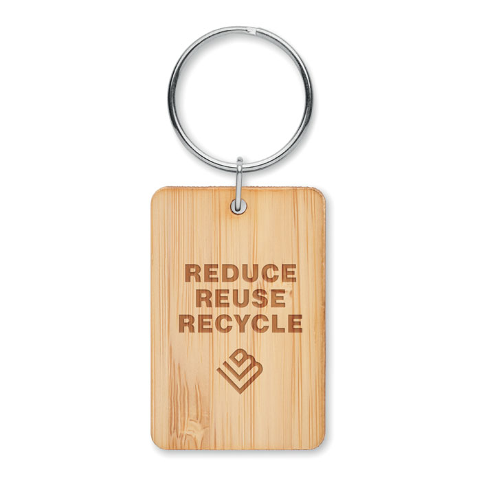ANGLEBOO - Bamboe rechthoek sleutelhanger - kopen of bedrukken