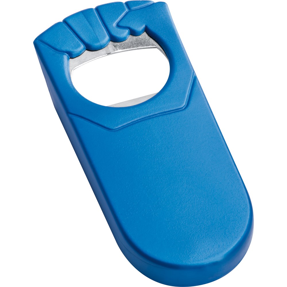 Flesopener met afsluitfunctie - voor bedrijven en relatiegeschenken - Blauw
