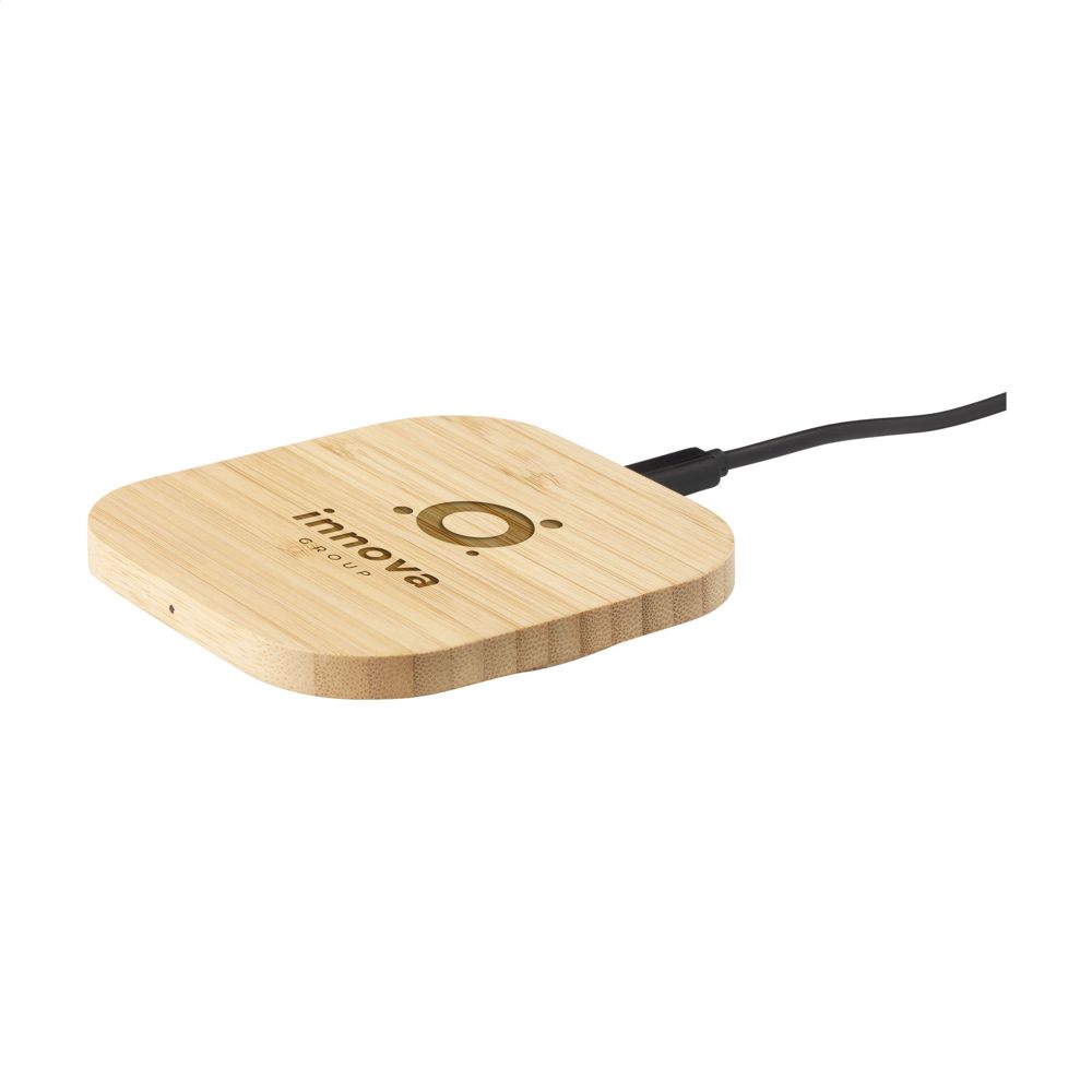 Bamboo Wireless Charger 15W draadloze oplader - bedrukt of onbedrukt verkrijgbaar - bamboe