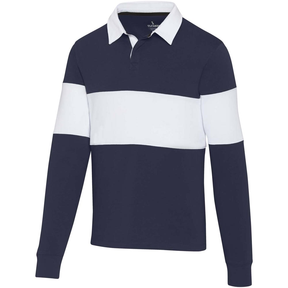 Clyde unisex organic rugbypolo sweatshirt - bedrukt of onbedrukt verkrijgbaar - Marineblauw, Wit