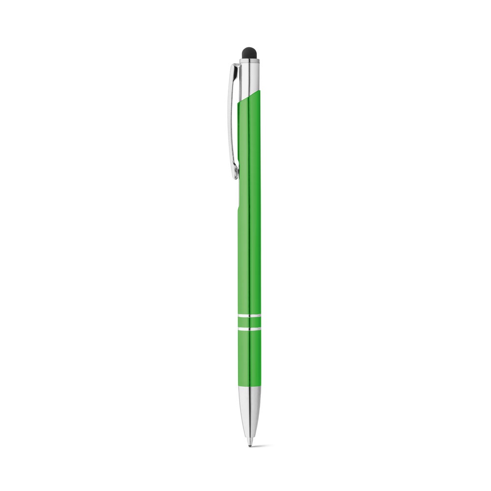 GALBA. Aluminium balpen met touch tip en clip - met logo of onbedrukt bestellen - Licht groen