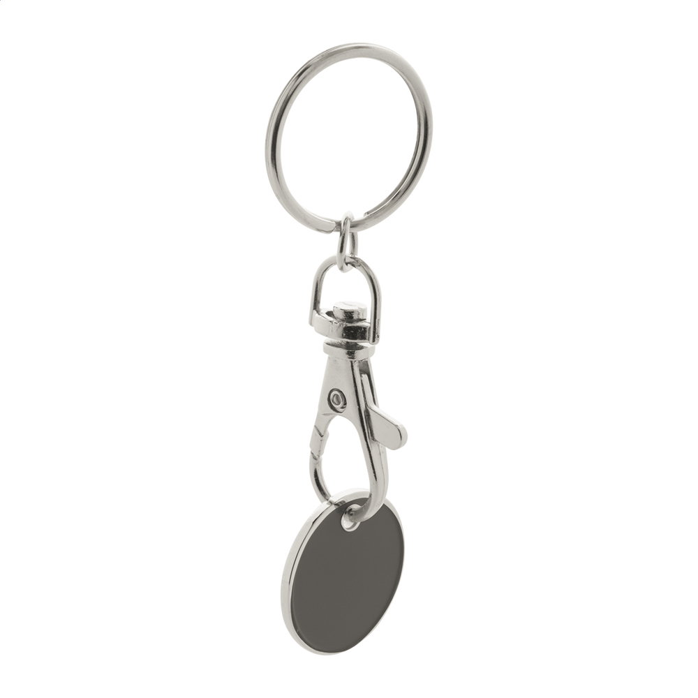 Eurocoin - winkelwagenmuntje sleutelhanger - kopen of bedrukken - Zwart