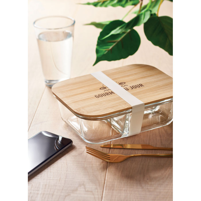 TUNDRA 3 - Glazen lunchbox bamboe deksel