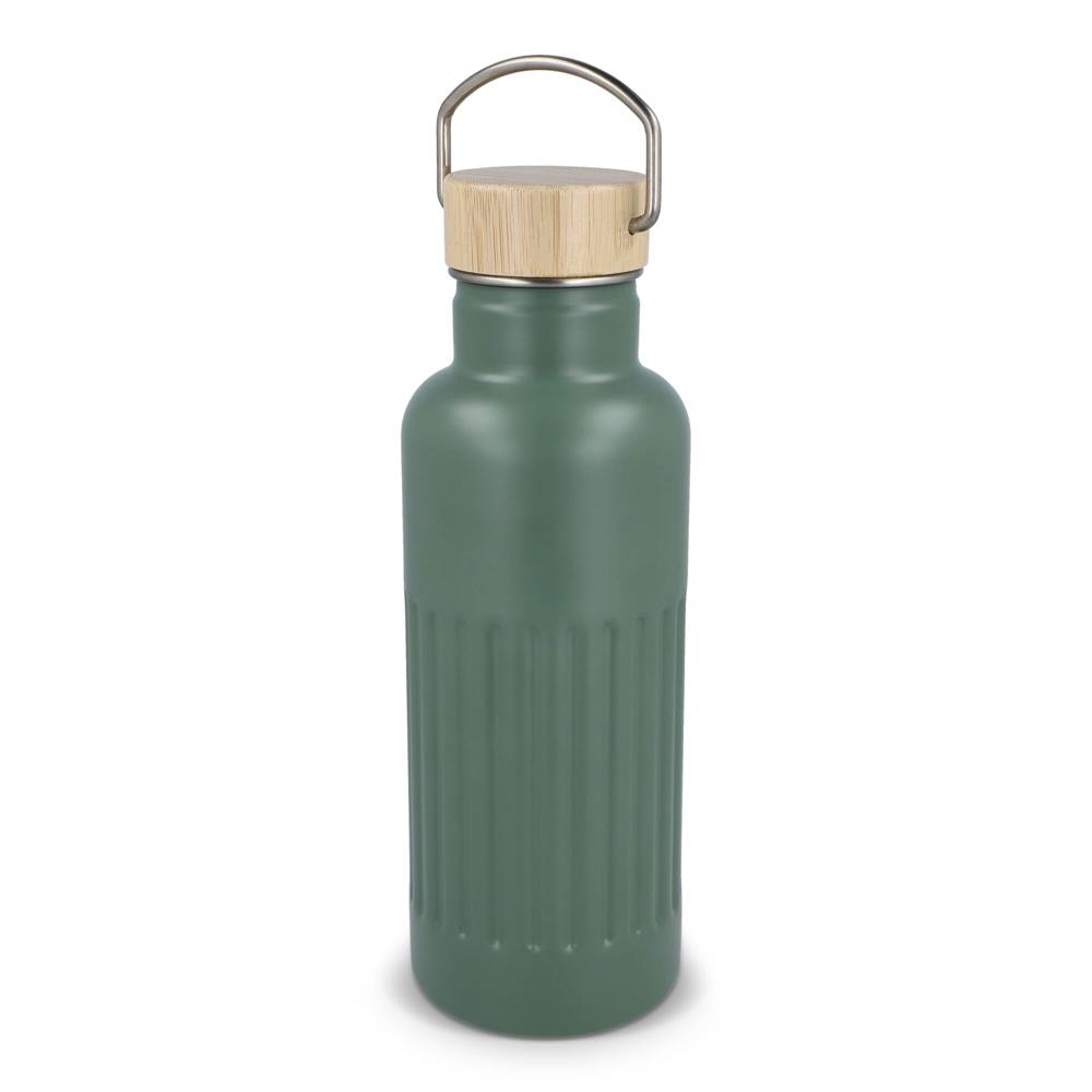 Gerecycled RVS Thermo fles 500ml - voor bedrijven en relatiegeschenken - Olijfgroen