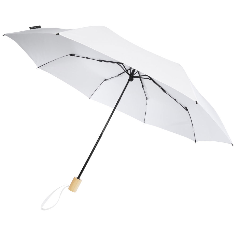 Birgit 21'' opvouwbare windproof gerecyclede PET-paraplu - bedrukt of onbedrukt verkrijgbaar - Wit