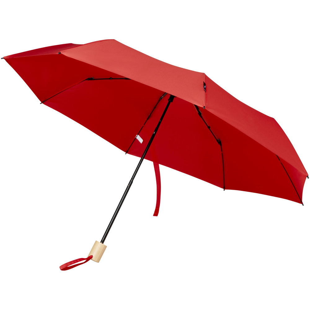 Birgit 21'' opvouwbare windproof gerecyclede PET-paraplu - bedrukt of onbedrukt verkrijgbaar - Rood