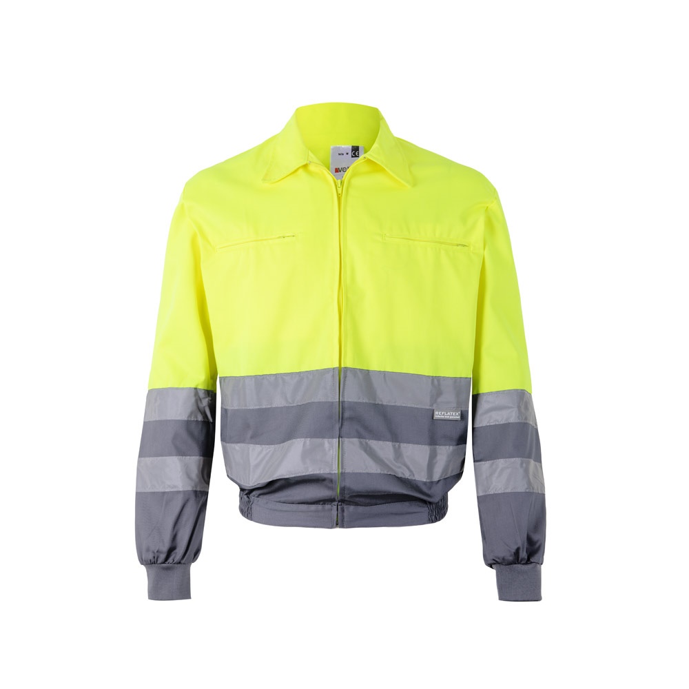 VL NEPTUNE. Tweekleurig twill jack (210g/m²) van polyester (80%) en katoen (20%) - met logo of onbedrukt - Grijs, Geel