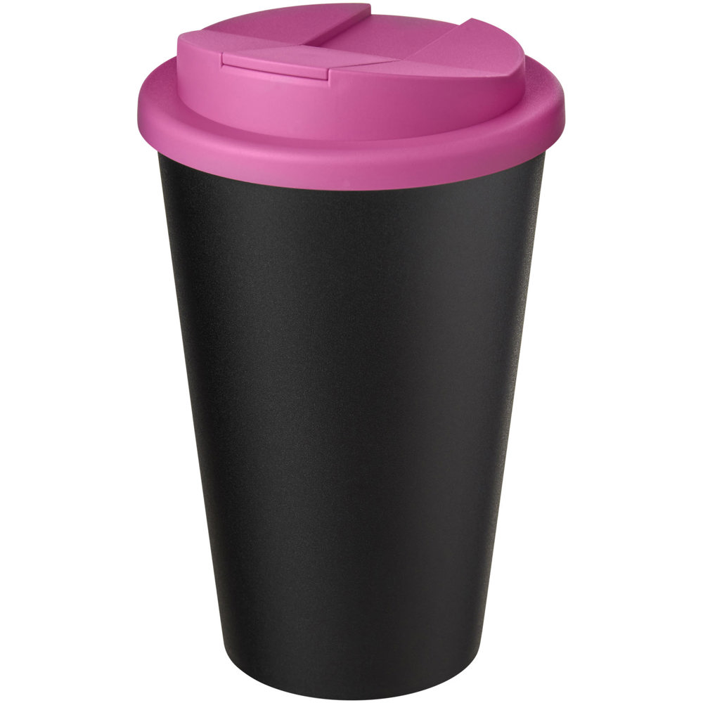 Americano® Eco 350 ml gerecyclede beker met spill-proof deksel - voor bedrijven en relatiegeschenken - Roze, Zwart
