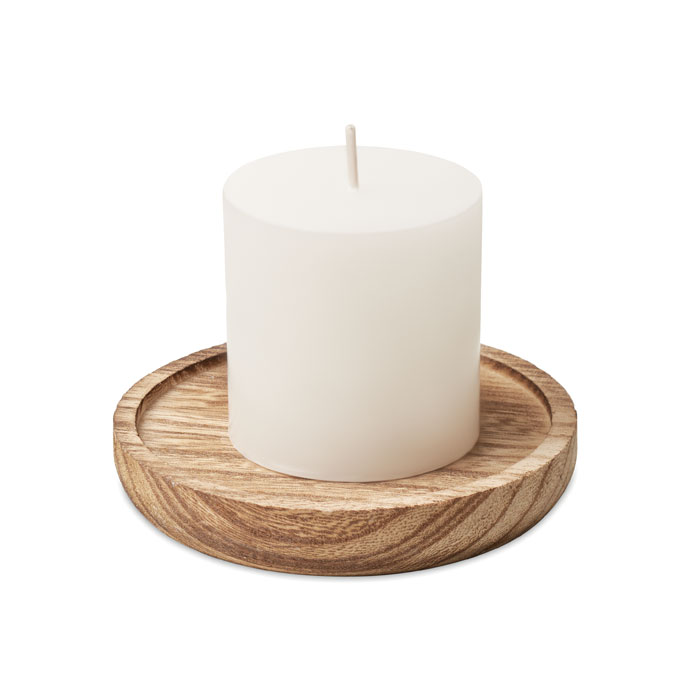 PENTAS - Kaars met ronde houten basis - kopen of bedrukken - Hout