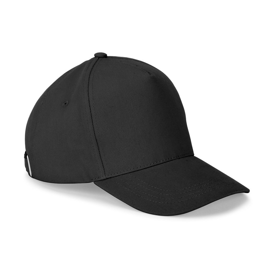 ASHTON. Pet van 100% katoen (260 gsm) met 5 panelen - met logo of onbedrukt bestellen - Zwart