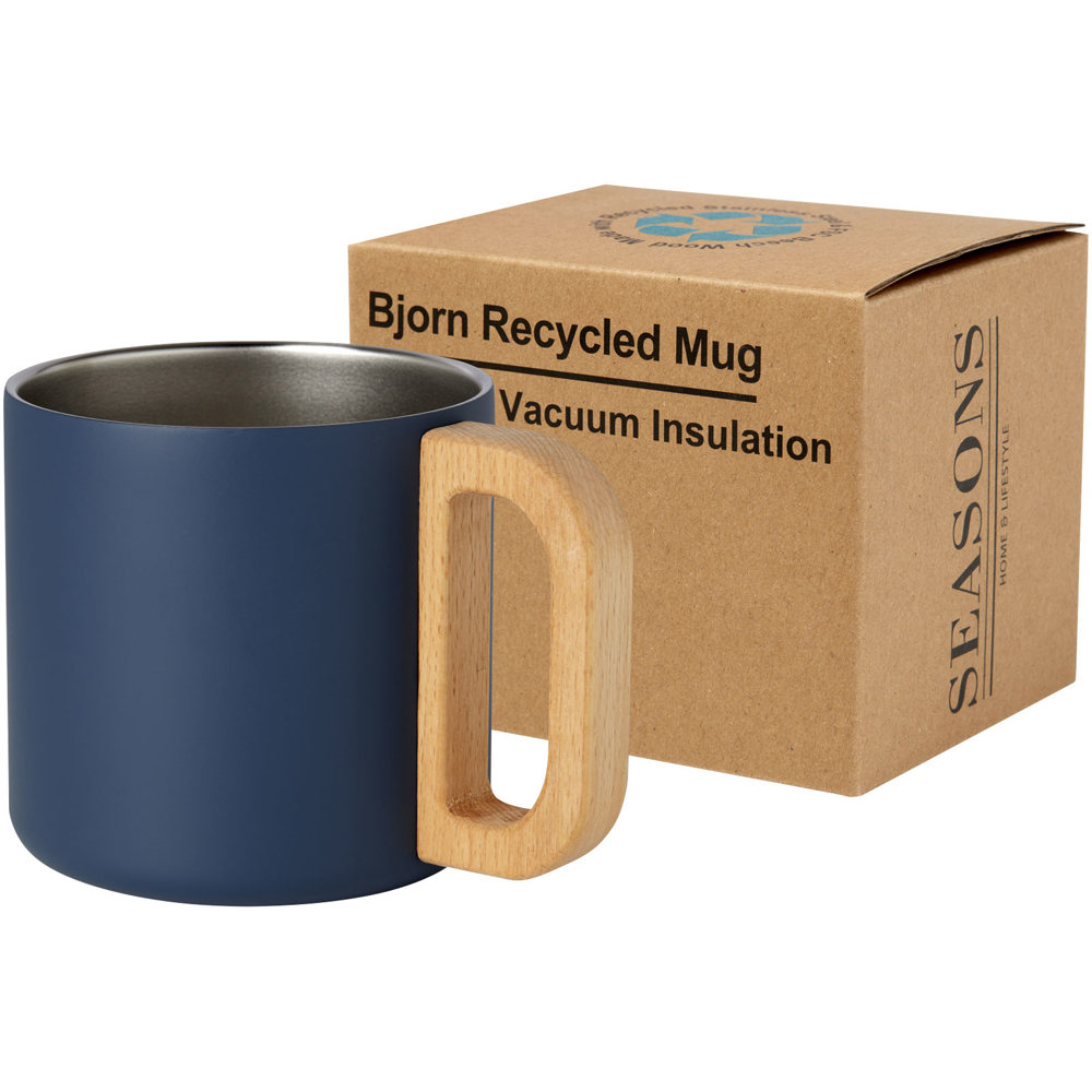 Bjorn 360 ml RCS-gecertificeerde mok van gerecycled roestvrijstaal met koperen vacuümisolatie - bedrukt of - Donkerblauw