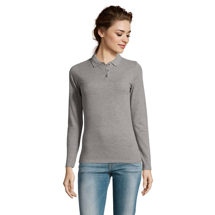 PERFECT LSL WOMEN - PERFECT LSL DAMES POLO 180 - voor bedrijven en relatiegeschenken - Grijs Gemêleerd 2