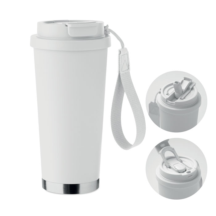 TOPAZ LARGE - Dubbelwandige beker 500ml - voor bedrijven en relatiegeschenken - Wit