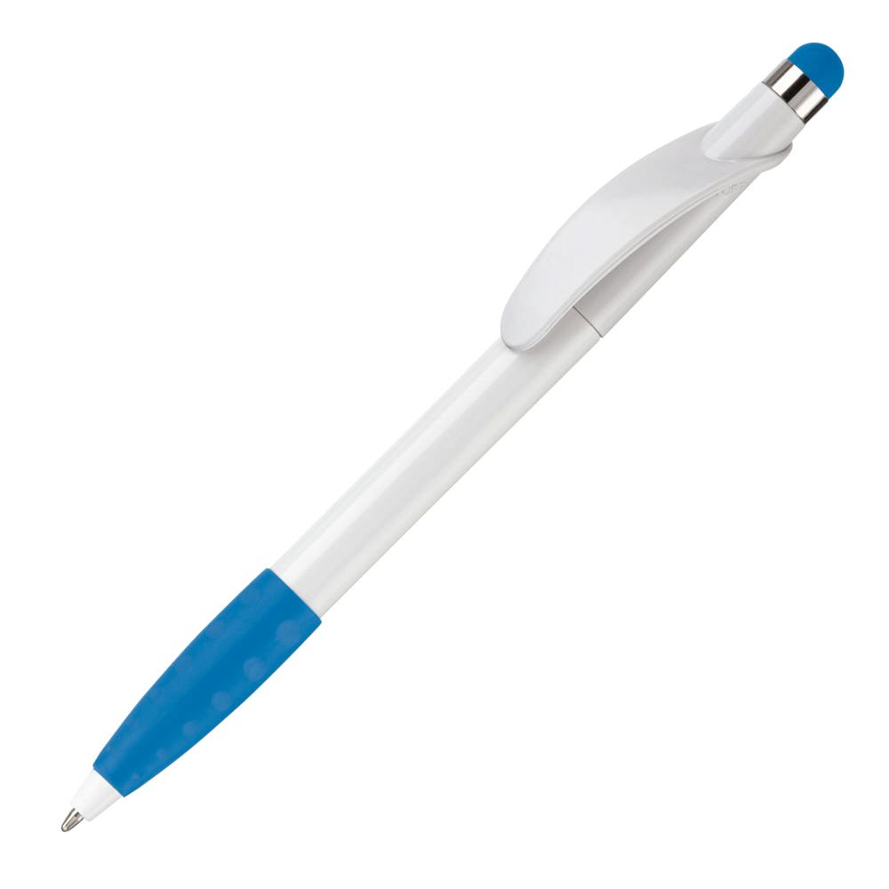 Balpen Cosmo stylus hardcolour - bedrukt of onbedrukt verkrijgbaar - Wit / Lichtblauw