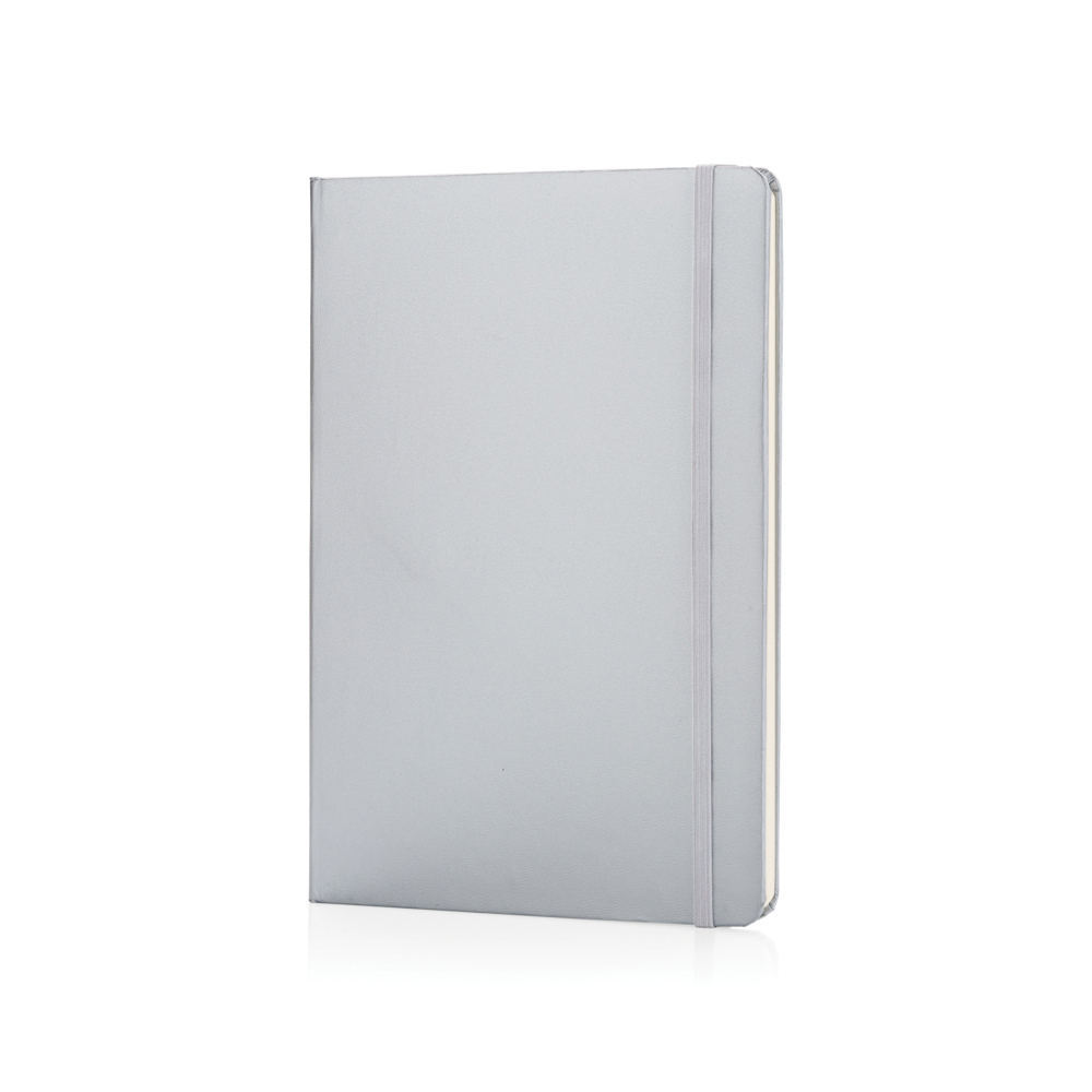 A5 hardcover notitieboek - bedrukt of onbedrukt verkrijgbaar - zilver (± PMS 428)