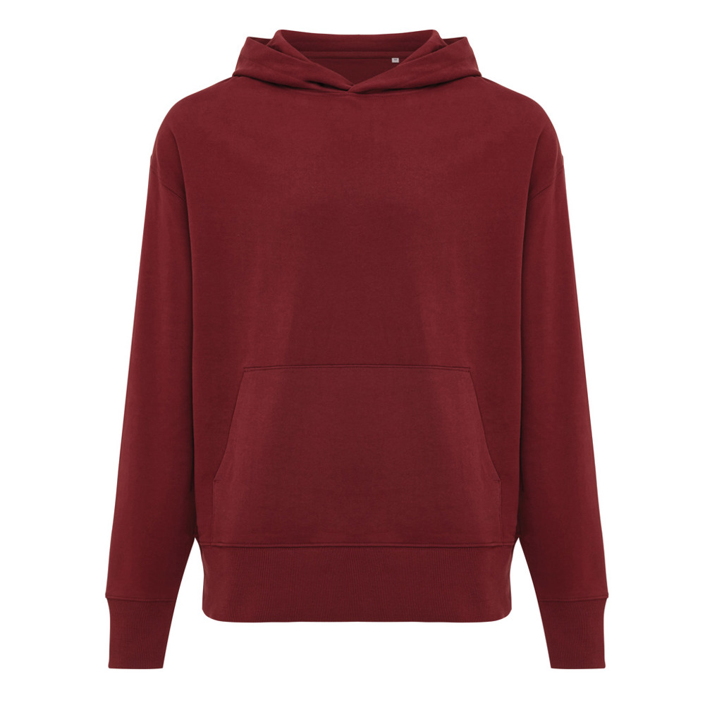 IQONIQ Yoho gerecycled katoen relaxed hoodie - met logo of onbedrukt bestellen - bordeauxrood (± PMS 19-1724TCX)