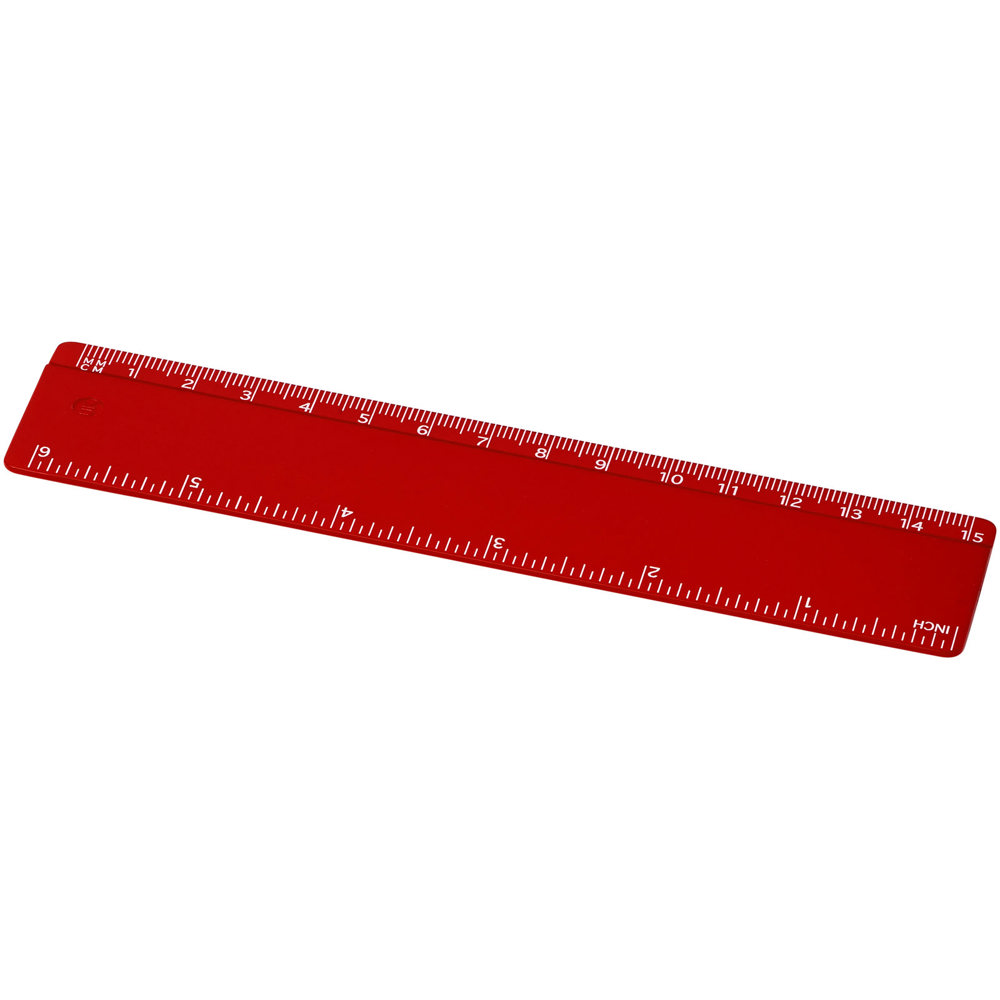 Refari liniaal van 15 cm van gerecycled plastic - met logo of onbedrukt bestellen - Rood